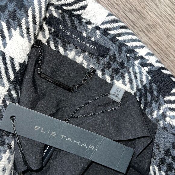 Elie Tahari Jackets & Coats Black White Gray Boucle’ Wool Blend Blazer Large NWT - Picture 8 of 12